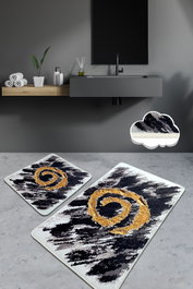 Mijölnir Dagger Juego de Alfombrillas de Baño Blanco, Negro y Dorado